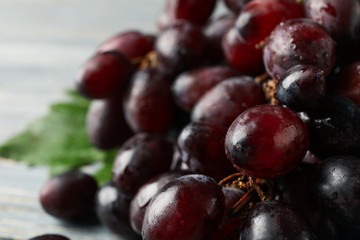Fresh ripe grape with leaves, close up