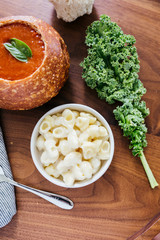 Tomato Basil Soup with Macaroni and Cheese
