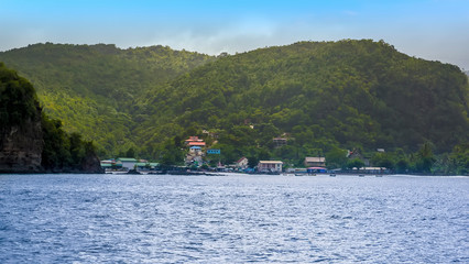 A view into Rousea Bay, St Lucia in the morning