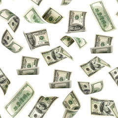 Seamless money pattern. Dollar bill. Washington American cash. Usd money isolated on white background.