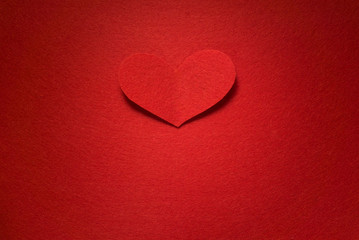 scrapbooking red heart on red felt background, valentines day greeting card, valentine