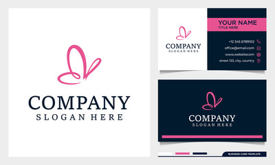 Minimalist Butterfly logo design with business card template