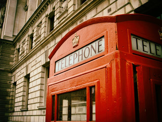 red call box, telephone booth - London England