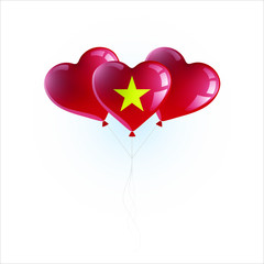 Heart shaped balloons with colors and flag of VIETNAM vector illustration design. Isolated object.