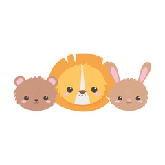 cute little faces lion bear rabbit hearts cartoon animals