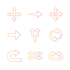 Arrows gradient style icon set design of direction web forward and infographic theme Vector illustration