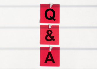 Q and A text word inscription acronym on papers