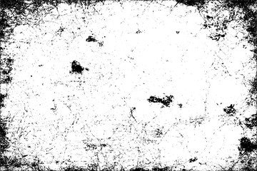 Grunge background black and white. Texture of chips, cracks, scratches, scuffs, dust, dirt. Dark monochrome surface. Old vintage vector pattern.