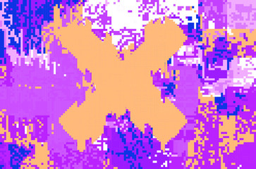 Abstract pixelated background with flickers and datamoshing effect. Vaporwave and cyberpunk style aesthetics.