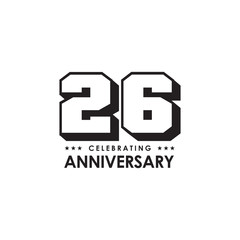 26th year anniversary emblem logo design template