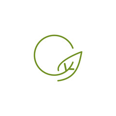Green leaf logo design incorporated with rounded G letter