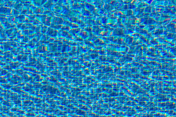 detail of blue pool water with light reflections and waves