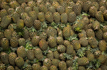 Heaped Pineapple at a fruit shop inside Panjim Market in the South Indian state of Goa.