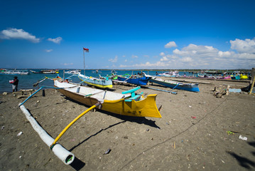 Fishing boats on port. Lombok, Indonesia.
