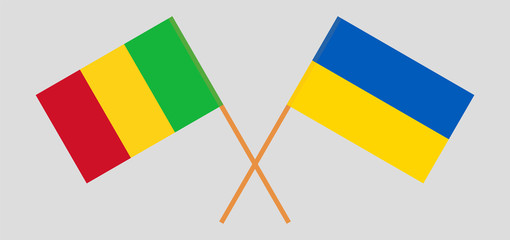 Crossed flags of Mali and the Ukraine