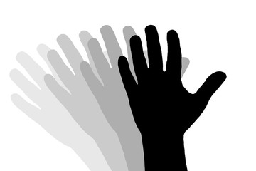 Fototapeta na wymiar blurred motion hand silhouette on white background,vector illustration