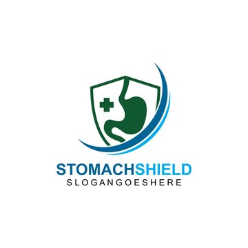Stomach Shield Logo template design vector, emblem, design concept, creative symbol.
