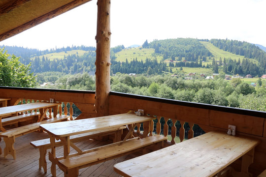 View Of The Carpathians From A Small Roadside Restaurant