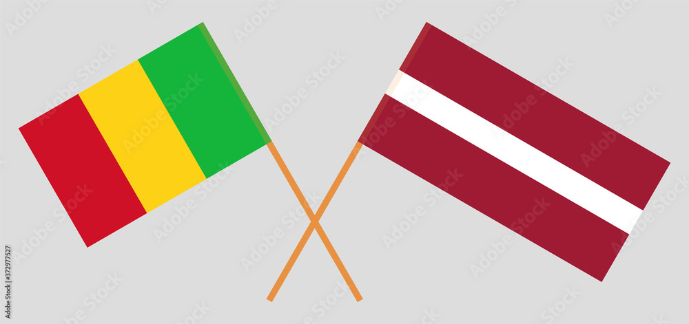 Wall mural Crossed flags of Mali and Latvia