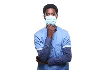 Beautiful afro doctor in front of a background