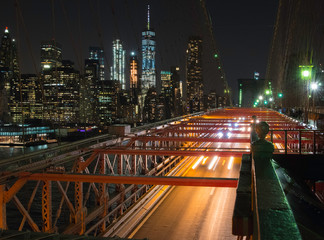 Fototapeta na wymiar Brooklyn Bridge and Manhattan Skyline, New York City