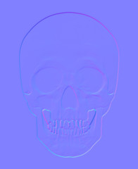 Normal map of Human anatomical skull. Computer generated image, 3d render