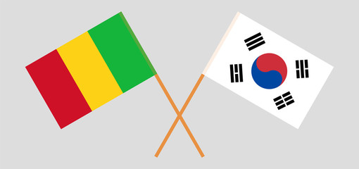 Crossed flags of Mali and South Korea