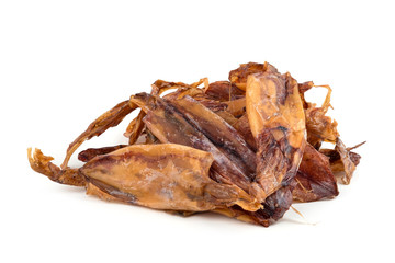 Sun dried squid isolated on white background