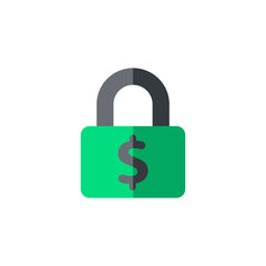 Lock dollar icon. Money protection, currency security vector. Flat icon.