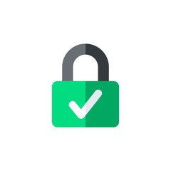 Web Security Lock Vector Icon. Padlock with check sign.