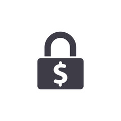 Lock dollar icon. Money protection, currency security vector. Glyph icon.