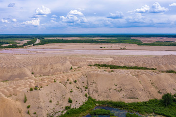Sand pit near the village of Khromtsovo on a sunny summer day.