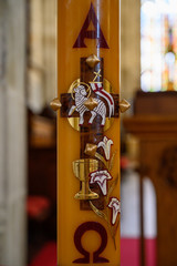 Paschal candle (used throughout the Paschal season). St Martin's Cathedral in Bratislava....