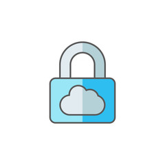 Cloud lock down keyhole vector logo icon
