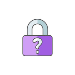 Lock with question symbol. Password hint: Icon for those who have forgotten their passwords