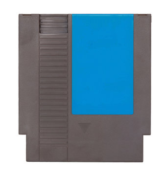 Old NES cartwidge blue label over white background, front view