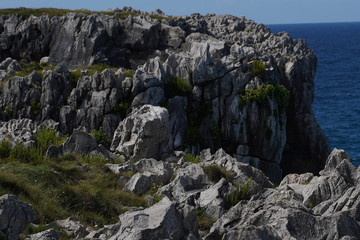 Asturias. Beautiful natural landscape beach rock cliffs. Guadamia,Spain