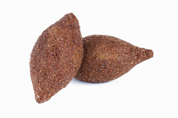 Kibe. Traditional Brazilian snack food. Isolated with white background. Copy space.