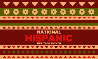 National Hispanic Heritage Month in September and October. Hispanic and Latino Americans culture. Celebrate annual in United States. Poster, card, banner and background. Vector illustration
