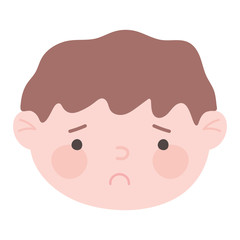 worried man cartoon character expression face isolated icon white background