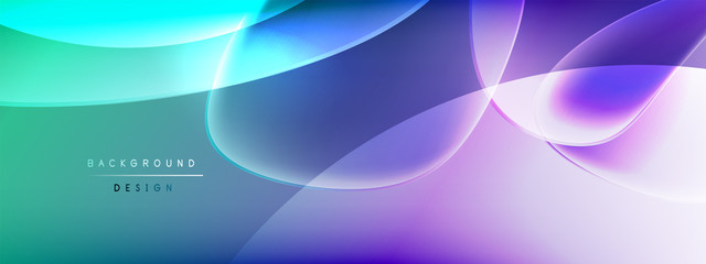 Vector abstract background - liquid bubble shapes on fluid gradient with shadows and light effects. Shiny design template for text