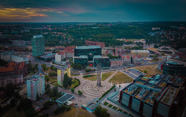 Obraz premium solidarity square in gdansk from above