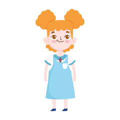 back to school student girl with uniform cartoon isolated design