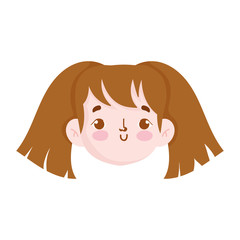 cartoon face girl female character isolated icon