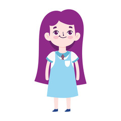 back to school student girl with uniform cartoon isolated design