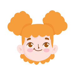 cartoon face girl female character isolated icon