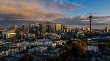sunset over the city of Seattle, Washington