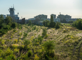 panoramic view of abandoned train station 