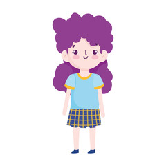 back to school student girl with uniform cartoon isolated design
