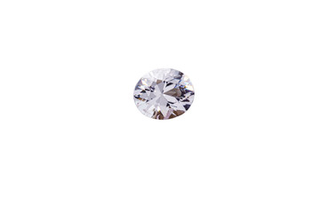 macro mineral faceted stone Morganite on a white background